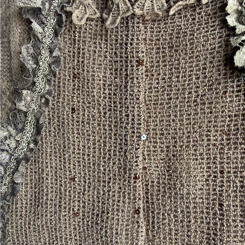 Pretty Angel Brown and Tan Lace Embellished‎ Blouse - Picture 7 of 9